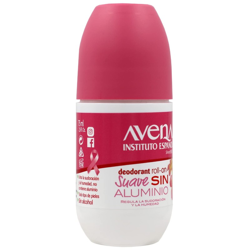 Avena Instituto Espanol Deodorant Roll-On Suave, Long-Lasting, Non-Alcohol, 2-Pack of