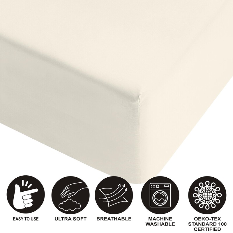 R&Z Extra Deep Polycotton Non Iron Fitted Sheet Easy Care
