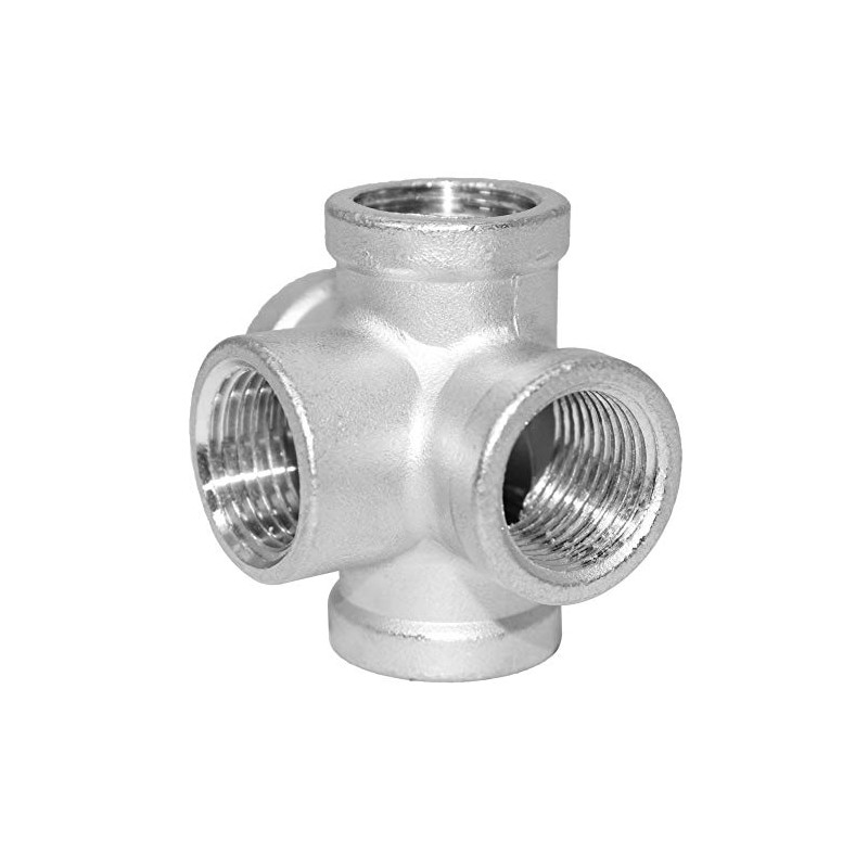 Beduan Stainless Steel 1/2 Inch 5-Way Outlet Cross Female Pipe