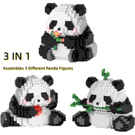 Panda Mini Building Blocks Set, Panda Cute Animals Building Toy, DIY Mini Animals Building Sets, Panda Micro Building Blocks Toy, 3 in 1 Creative Building Block Present for Adults and Children (M1057)