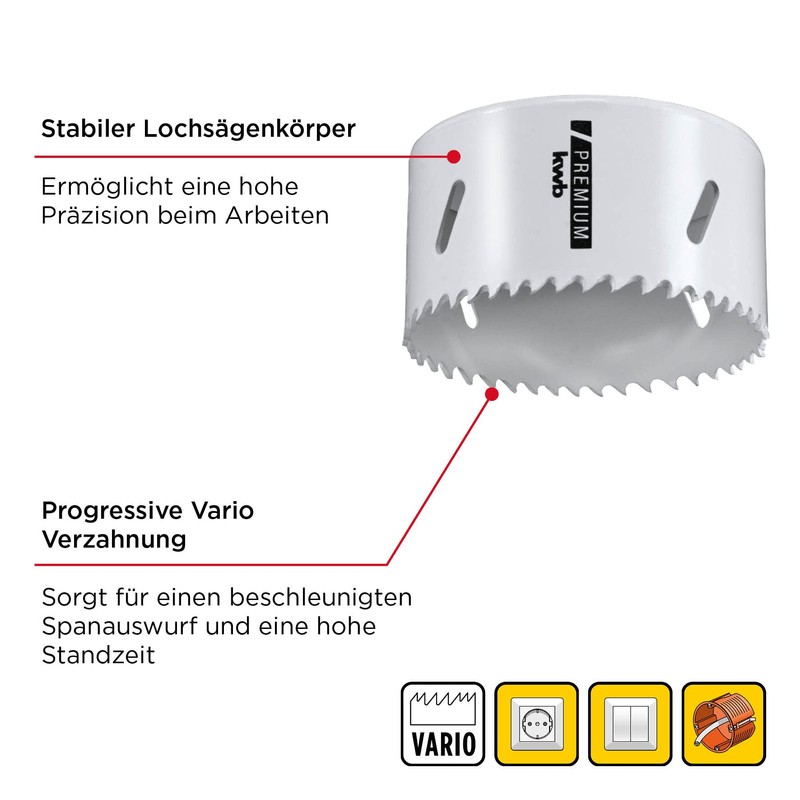 kwb HSS Bi-Metal Hole Saw, Diameter 79 mm, 8% Cobalt