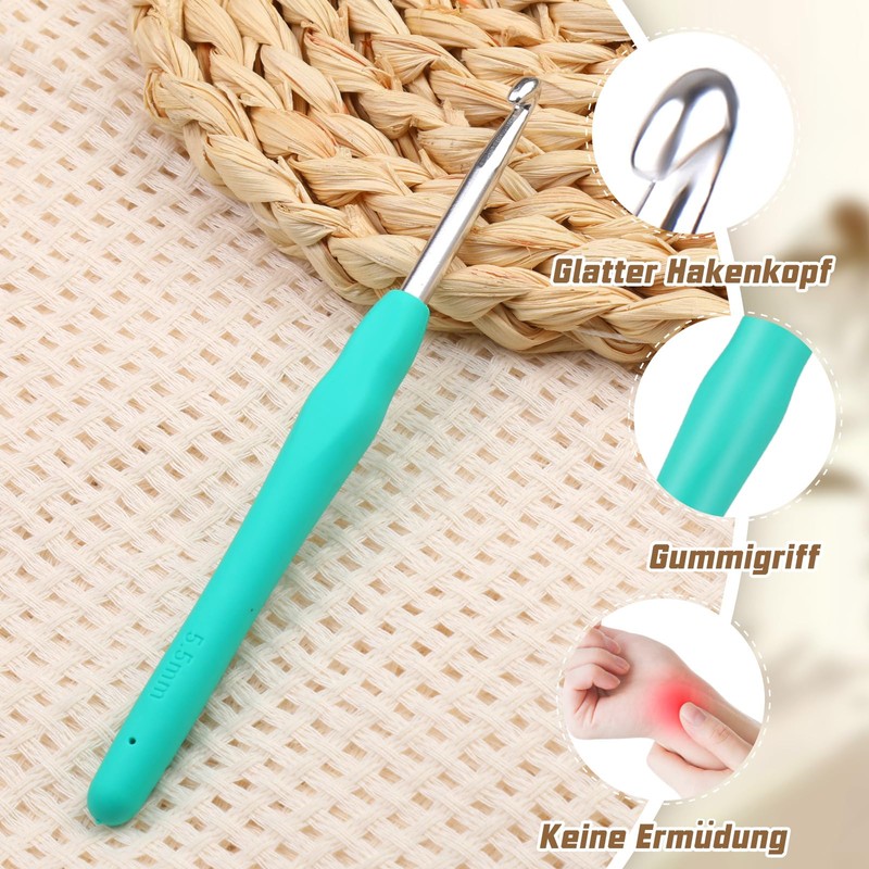 Doxiru Crochet Hooks 5.5 mm Colourful Knitting Crochet, High-Quality Aluminium