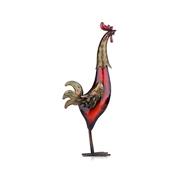Tooarts Metal Sculpture Multicolor Iron Rooster Home Furnishing Crafts