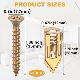 PAGOW 60 Pcs Self-Drilling Anchors, Ancors and Screws for Heavy Duty, Metal Screw Anchors Kit, No Drill and Holes in Wall (30 Pcs Steel Anchors 0.47"x1.1" + 30 Pcs Zinc Screws 0.3"x1.38")