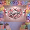 HOMETITUTE Happy Birthday Backdrop Banner Sign Elegant Pink And Silver
