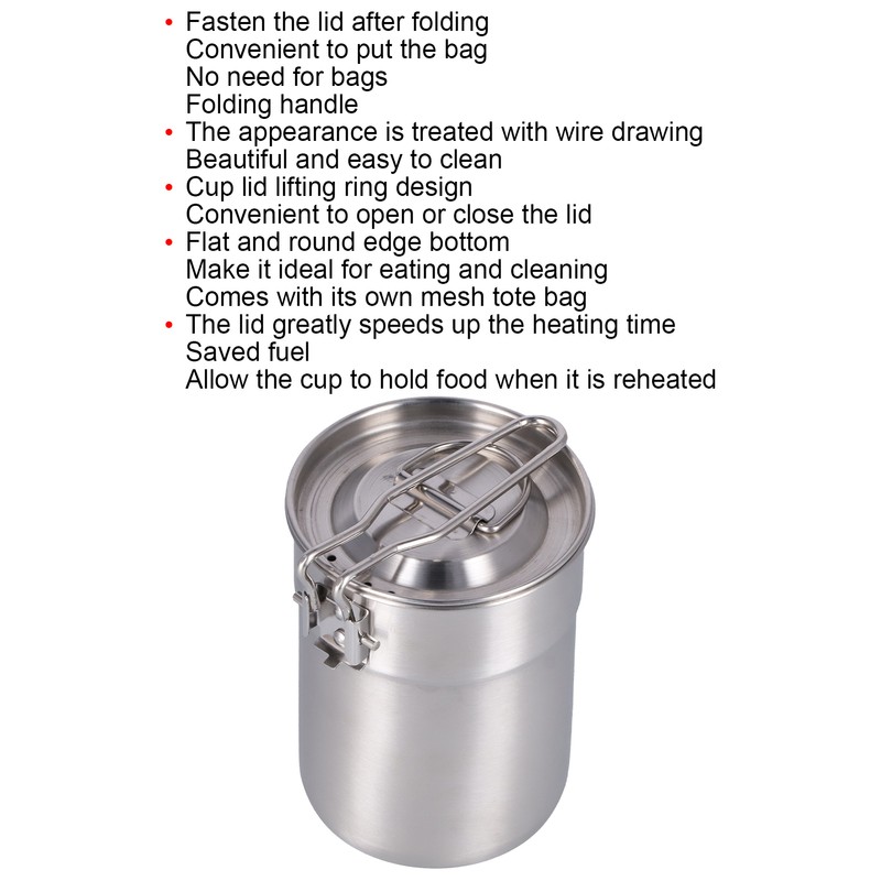 Outdoor Coffee Maker Cup 1L Camping Cooking Pot with Foldable