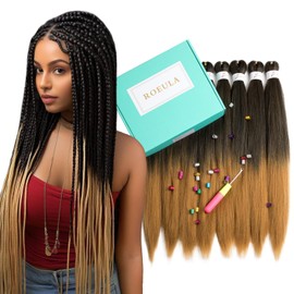 Roeula 1B/27 Pre Stretched Braiding Hair 24 Inch 8 Packs Long Ombre Off Black to Honey Blonde Braiding Hair Pre Stretched Professional Prestretched Hair Extensions Synthetic Crochet Twist Braids