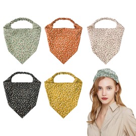 Kopftuch 5 Stück kopftuch damen sommer Schals Blume Drucken Haarband Chiffon Haar Elastische Krawatte Haarband Scrunchies Headwear Turban Haarband Mode Zubehör Für Mädchen