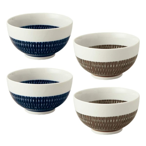 Tableware East Donburi Okonomi-don (Small), Tobikanna Set of 4, Japanese Tableware, Rice Bowl, Tableware Set