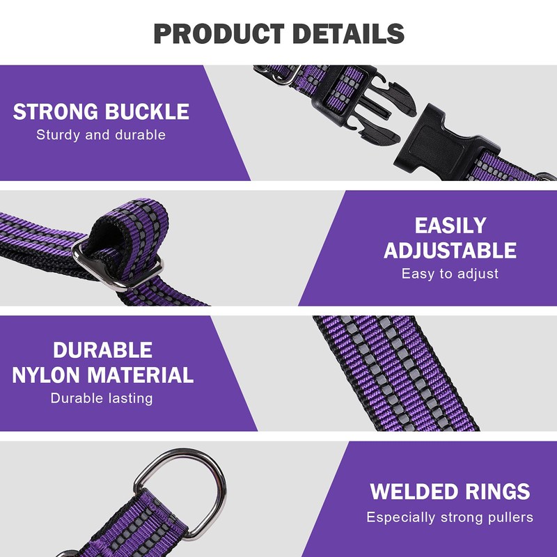Hikiko Martingale Collar for Dogs Reflective Nylon Dog Collar with