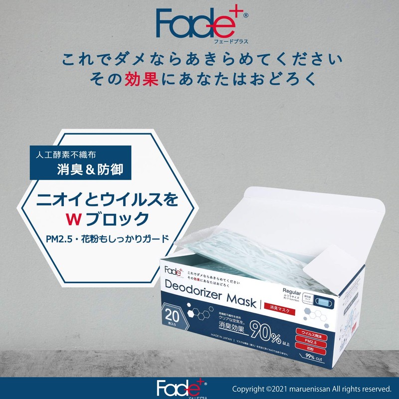 Fade Plus Maruei Nissan Deodorizing Mask, Made in Japan, Individual