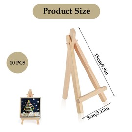 Pack of 10 Mini Easel Wooden Easel Small Table Easel Triangle Foldable Wooden Easel Children's Table Decoration for Wedding Birthday Christening Party (15 x 8 cm)