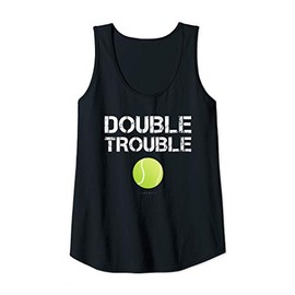 Womens Double Trouble Tanks - Funny Tennis Team Gift Tank Top