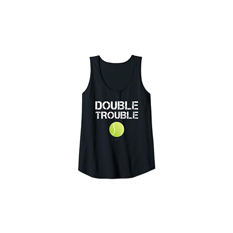 Womens Double Trouble Tanks - Funny Tennis Team Gift Tank
