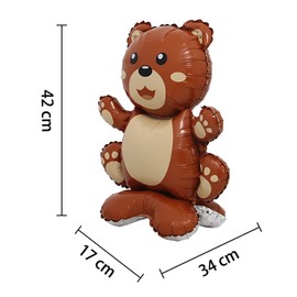 Selfstand 3D Animal Fox Koala Lion Elephant Panda Cow Rabbit dinosaur Triceratops Stegosaurus Baby shower Ball Foil Balloons Birthday Party Baby Shower Decorations Kids Toys (Base Bear)