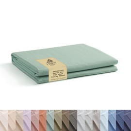 Linen Home 100% Cotton Percale 1 Flat Sheet, Queen Size - Crisp, Cool and Strong Bed Linen, Luxury Breathable Sheet, Pastel Turk