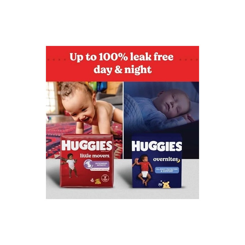 Huggies Little Movers Size 6 Diapers 35lbs Leak Proof with
