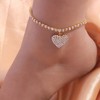 Aneneiceera Boho Crystal Heart Anklet Bracelet Rhinestone Heart Ankle Bracelets