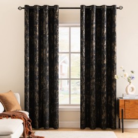 MIULEE Black Velvet Curtains Bronzing Room Darkening Thermal Insulated 54 Inch drop Curtain Pair Eyelet Drapes for Living Room Kids Bedroom Nursery 46" W x 54" L 117x137cm 2 Panels