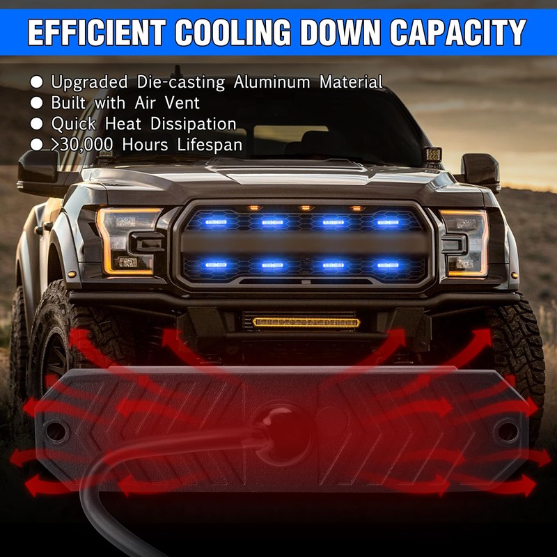 I LITTON Blue Flashing Strobe Lights for Vehicles, 24V 12V