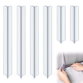 Alphatool 6Pcs Sofa Slipcovers Tuck Grips - 2 Sizes Clear Silicone Anti-Slip Grips Keeping Armchair Couch Covers in Place (Included 4Pcs 15.7" & 2Pcs 7.9")