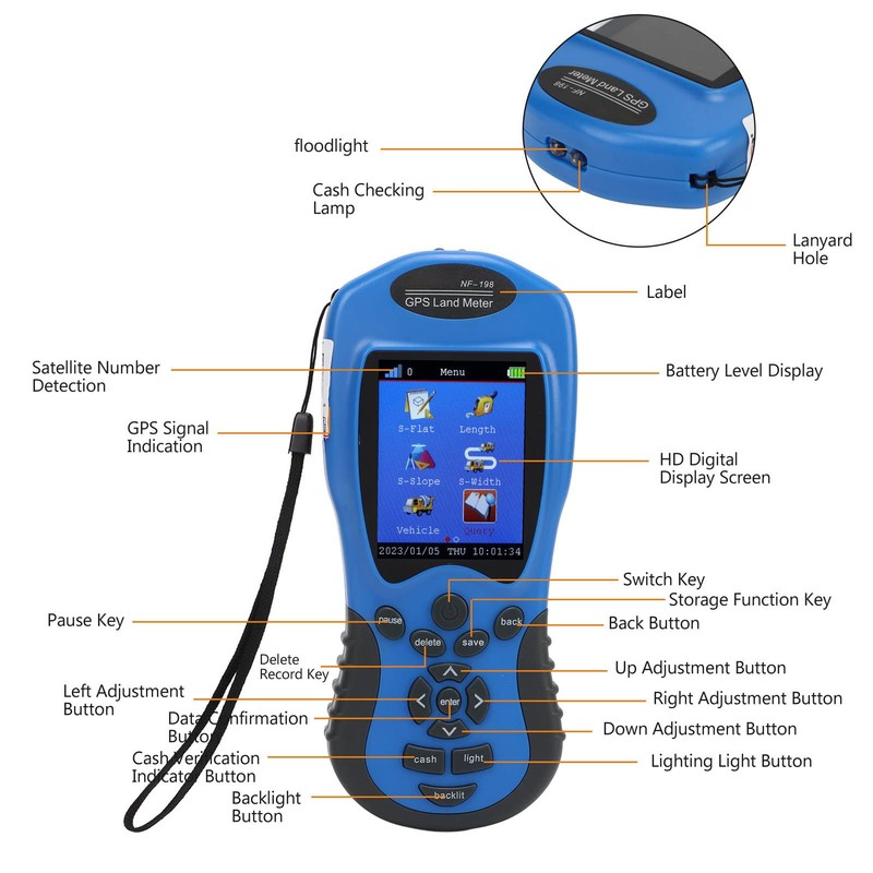 Land Measure Tool GPS Area Measuring Instrument with Smart Calculation,