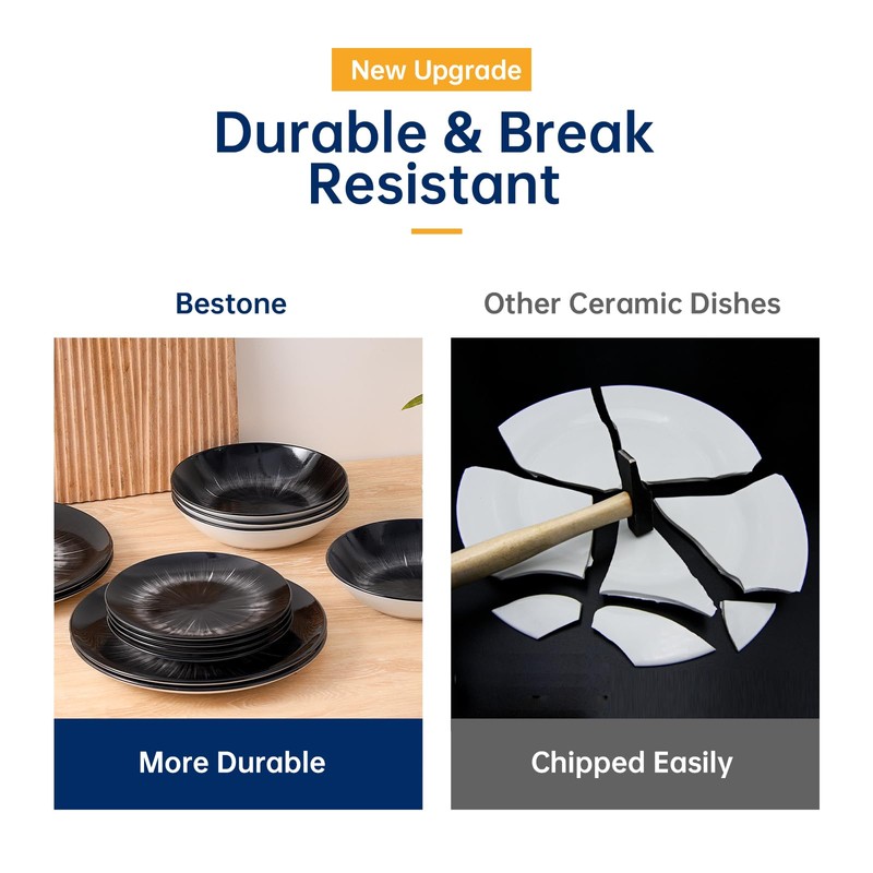 Bestone Porcelain Dinnerware Sets Service for 4, 12 pcs Hand