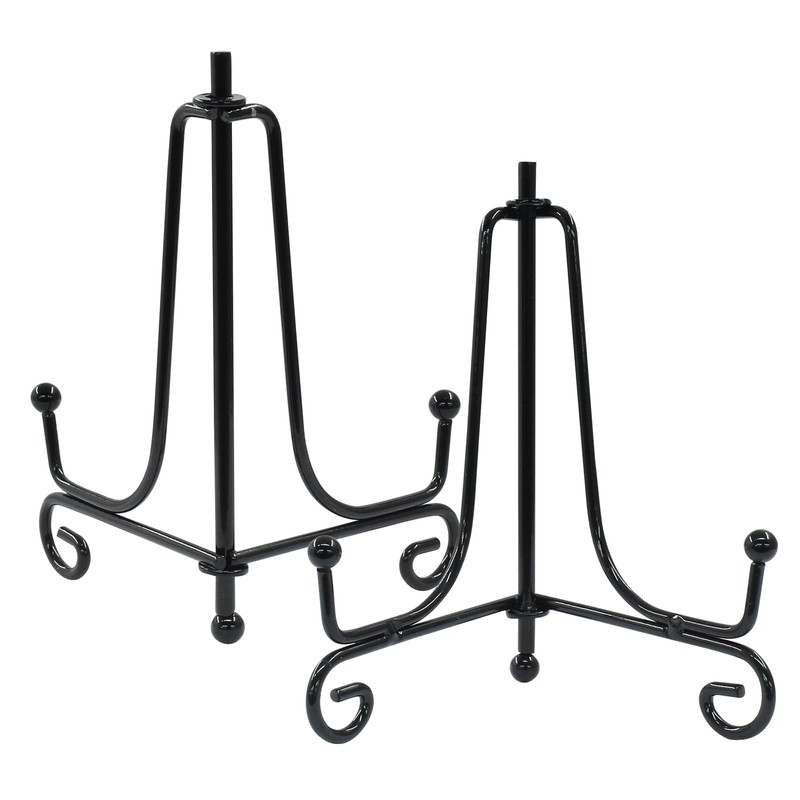 Hordion 2 Pack Plate Stand, 4 Inch Black Iron Easel