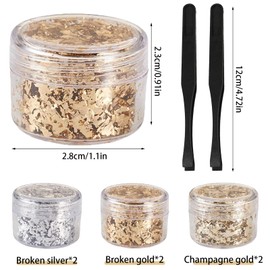 VIDSTW 6 Kasten Blattgold zum Basteln mit 2 Pinzette Goldfolie für Papier Holz Stoff Keramik Glas Gold Leaf In 3 Farben Glänzend für Dekorative Harzornamente Gemälde Nagelkunst Grußkarten