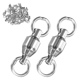 M METERXITY 30-Pack Ball Bearing Fishing Swivels, 5# 0.98In (25mm) Stainless Steel Lure Leader Line Connector for Fishing/Saltwater/Freshwater, High Strength Welded Ring [Silver]
