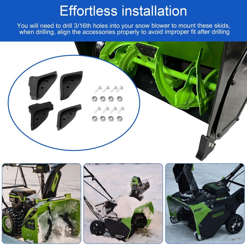 Single Stage Snow Blower Protective Slide Skid Shoes Kit Replacement