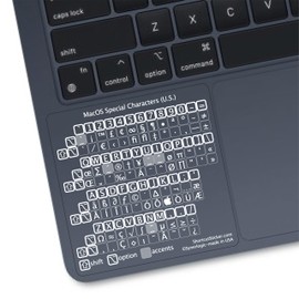 Synerlogic for MacOS Special Characters Cheat Sheet Sticker | U.S. Keyboard Layout Characters | Shortcuts for MacBook Air/Pro (Clear/White/US)