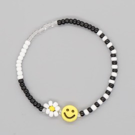 50 Pieces Beads for Threading Beads Set, Smiley Beads Colourful Smiley Beads Flower Shape Beads Fruit Beads DIY Craft Beads Colourful Beads Craft Accessories for Bracelets, Earrings, Necklaces, Gifts