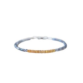 LKBEADS Labradorite, yellow sapphire 3-3.5 mm rondelle shape faceted cut gemstone beads, 7 inch stacking bracelet with silver plated lock for unisex. #Code- LCBR-4040, Stone Sterling Silver Metal,