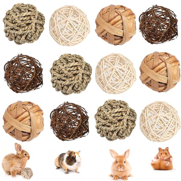 Pack of 12 Chew Balls, Small Animals Chew Toy, Rabbit