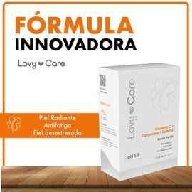 Lovy Care Pack Serum Vitamina C+ Ceramidas + Cafeina + Crema facial Vitamina C+ Acido Hialuronico pH 5.5 Piel Radiante Antifatiga FPS 15 Piel desestresada