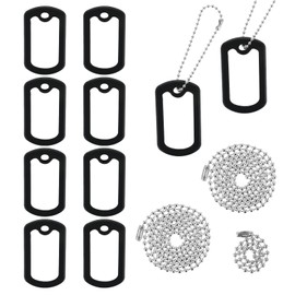 10 Pack Dog Tag Silencer Military, Rubber Dog ID Tags Cover, Engraved Dog Tag Silencers Protector with 4 Chains, Dog ID Tag Silicone Case to Reduce Noise, Black