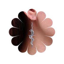 TseenYi Cross Snake Earrings Gothic Black Snake Hook Earrings Snake Cross Dangle Earrings Snake Drop Earrings Punk Hip Hop Earrings Jewellery for Women and Girls