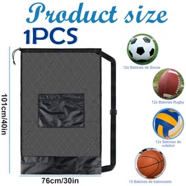 YanBous Ball Net Bag, Ball Net Football, Football Net, Football Balls Sack, Ball Net 15 Balls, Holds 8-15 Balls, Multifunctional Sports Mesh Bag with Drawstring, Shoulder Strap, Ball Net