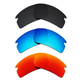Alphax 3 Pair Polarized Replacement Lenses for Oakley Flak 2.0 OO9295 - Black+Blue+Red