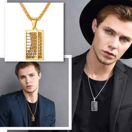 U7 Abacus Pendant Stainless Steel Boys Men Fidget Necklaces with Chain