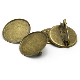 RuiLing Broche Broches Pin disco base disco en blanco grueso cabujón bandejas broches para insignia DIY joyería manualidades decoración accesorios, 100xBronze, 1