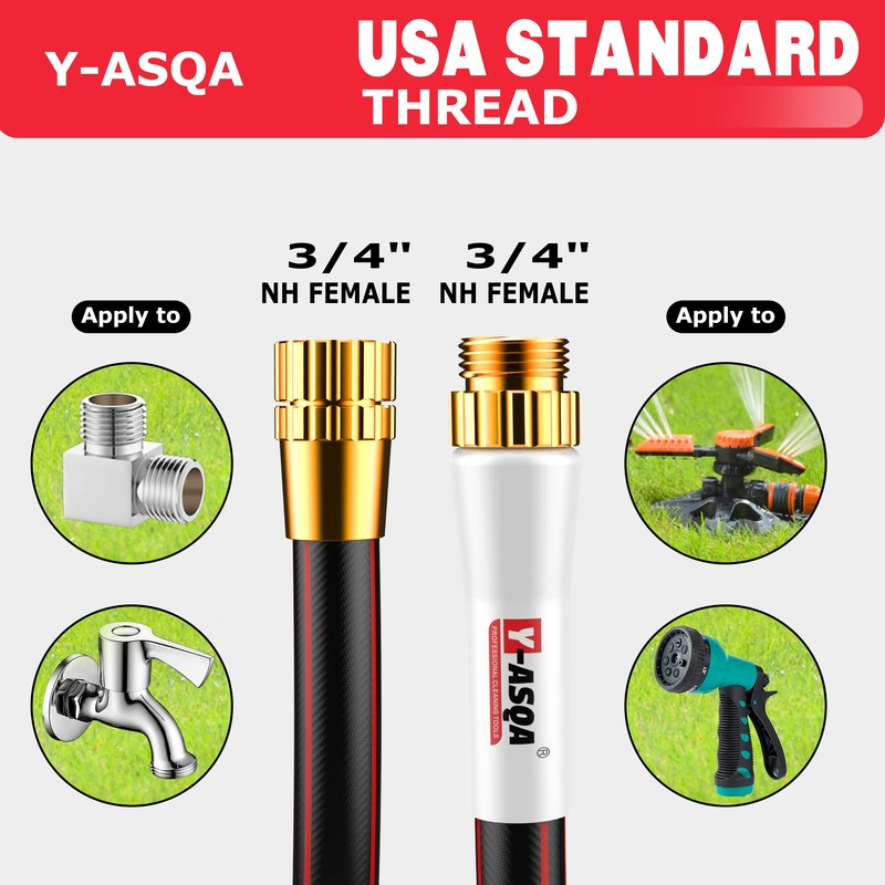 YASQA Heavy Duty Garden Hose 100 ft 5/8 Inch, Contractor's