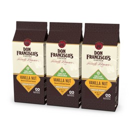 Don Francisco's Decaf Vanilla Nut Ground Coffee, Medium Roast – Flavored 100% Arabica, 3-Pack (12 oz Bags), Premium Coffee for Drip, Pour Over & French Press