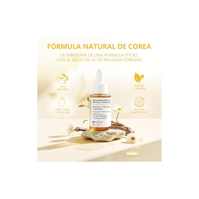 WEUD Serum Coreano Original, Serum Facial con Péptidos Propóleo, Reafirman,