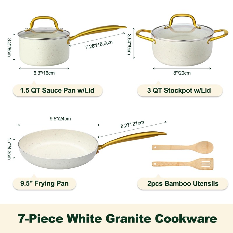M MELENTA Pots and Pans Set Non Stick, 7 Piece