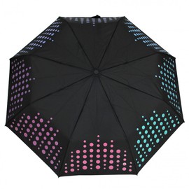 Cabrio Ladies Wet Look Black White Polka Dot Windproof Pocket Umbrella Automatic Closure, Black, white dots, Pocket umbrella