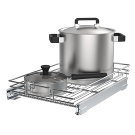 Pull Out Cabinet Organizer 26" W X 21" D, Heavy Duty Wire Metal Chrome Slide Out Drawers For Kitchen Cabinets, Doesn't Include Door Fittings