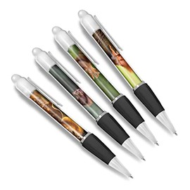 DV DESIGN Set of 4 Red Squirrel White Ballpoint Pens - Animal Nature Wildlife Wild Travel Portrait Boys Girls Men Women Theme Pen #79473