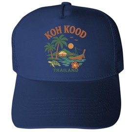 R and R Imports KOH Kood Thailand Keepsakes Navy Unisex Mesh Back Trucker Hat with Adjustable Snapback